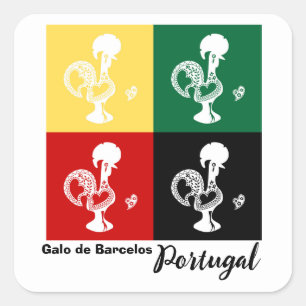 Adesivo Quadrado Rooster Português do Padrão Colorido de Barcelona