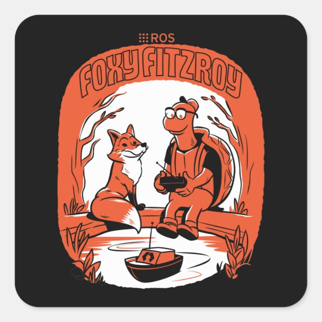 Adesivo Quadrado ROS 2 Foxy Fitzroy (Frente)