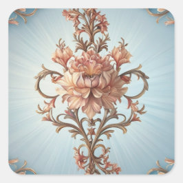 Adesivo Quadrado Rosa barroco