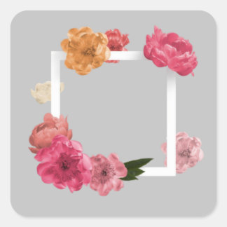 Adesivo Quadrado Rosa Beaukers | Elegante Floral Sticker Coll