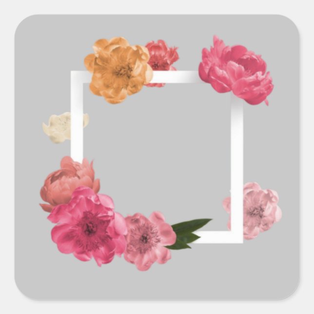 Adesivo Quadrado Rosa Beaukers | Elegante Floral Sticker Coll (Frente)