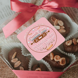 Adesivo Quadrado Rosa claro Brown Bakery Costume De Negócios Obriga