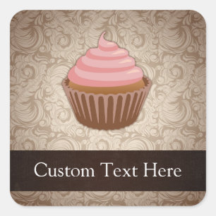 Adesivo Quadrado Rosa/cupcake de Brown
