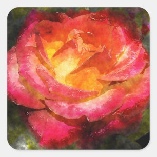 Adesivo Quadrado Rosa de Aquarela