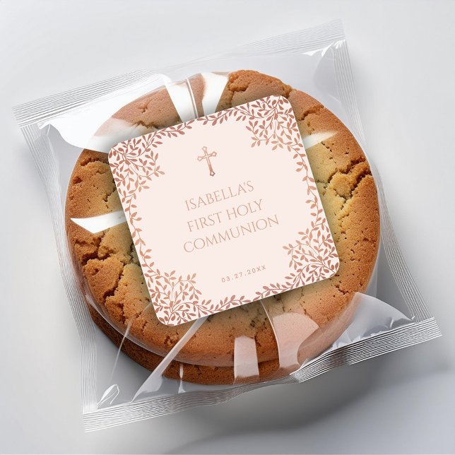 Adesivo Quadrado Rosa de primeira comunhão rosa deixa legante (Criador carregado)