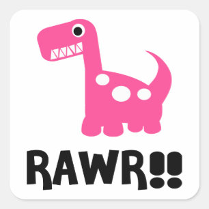 Adesivo Quadrado Rosa de Rawr Dino