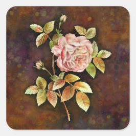 Adesivo Quadrado Rosa Detalhada e Bonita em Marrons e Vermelhos