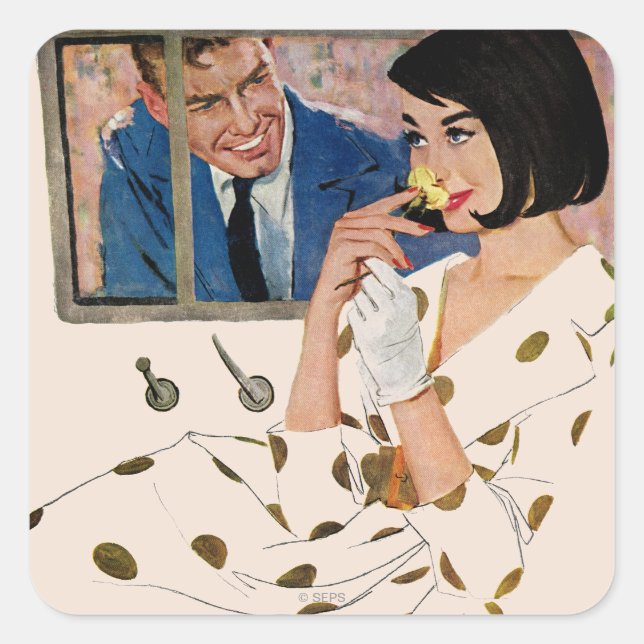 Adesivo Quadrado Rosa do Ouro (Frente)