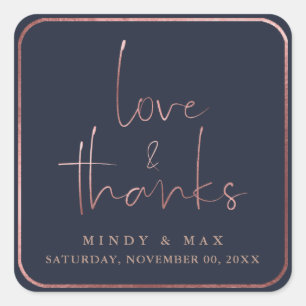 Adesivo Quadrado ROSA do PixDezines,  DOURADO LOVE+OBRIGADOS COR DI