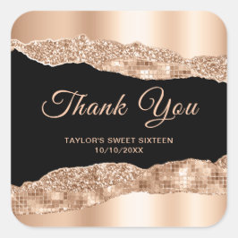 Adesivo Quadrado Rosa Dourada Lágrimas Negras Lágrimas Doce Dezesse