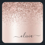 Adesivo Quadrado Rosa Dourado - Brilho Rosa Bege Glitter Monograma<br><div class="desc">Rosa Dourado - Rosa Bege Brilho Falso Metalizado Brilho Glitter Metalizado Monograma Nome e Inicial Etiquetas de Endereço de Papel para Festa. Isso torna o presente perfeito de 16 anos, casamento, chá de noiva, aniversário, chá de bebê ou despedida de solteira para alguém que ama luxo glamoroso e estilos chiques....</div>