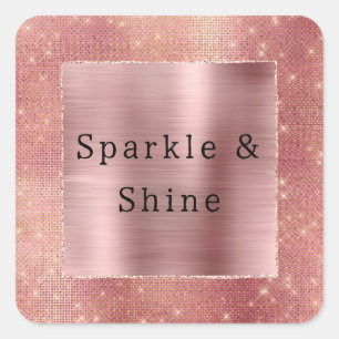 Adesivo Quadrado Rosa Dourado Glam Sparkle