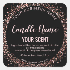 Adesivo Quadrado rosa dourado velas de soja