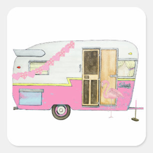 Adesivo Quadrado Rosa, Ela Deu Um Trailer De Camper