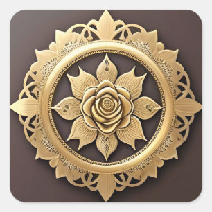 Adesivo Quadrado Rosa Elegante com Moldura Decorativa Ornamentada