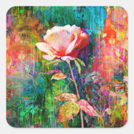 Adesivo Quadrado Rosa Elegante em Fundo Texturizado Multicolorido
