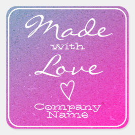 Adesivo Quadrado Rosa Feita com Rótulos de Amor Coração de Papel Kr