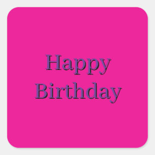 Adesivo Quadrado Rosa - Feliz Aniversário