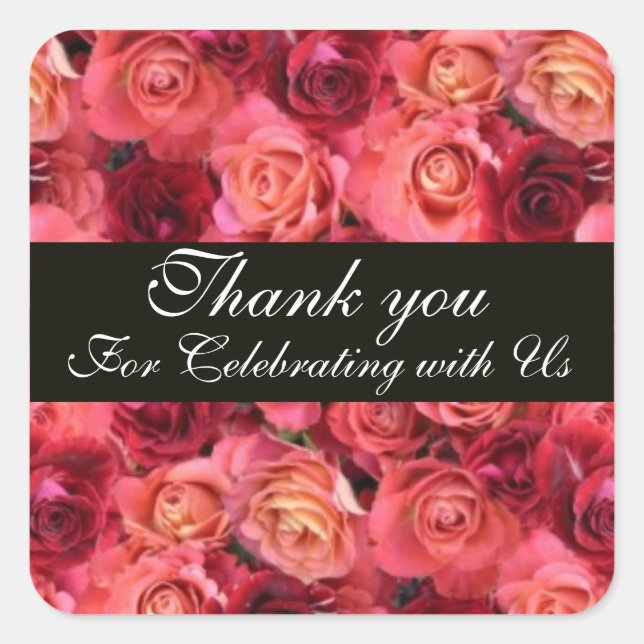 Adesivo Quadrado ROSA FIELD ,Obrigado (Frente)