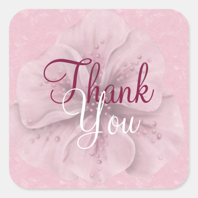 Adesivo Quadrado Rosa Floral Obrigado (Frente)