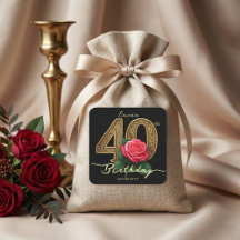 Rosa Floral Vermelha Dourada Preciosa de 40 Anos d