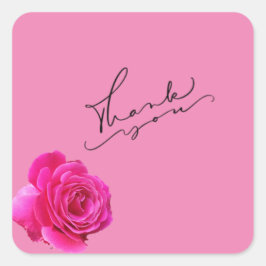 Adesivo Quadrado Rosa Obrigado