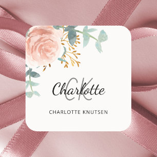 Adesivo Quadrado Rosa ouro floral agradecimento vegetação