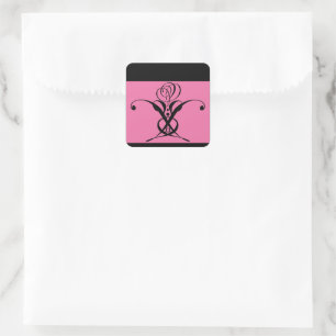 Adesivo Quadrado Rosa preto de arte cor-de-rosa