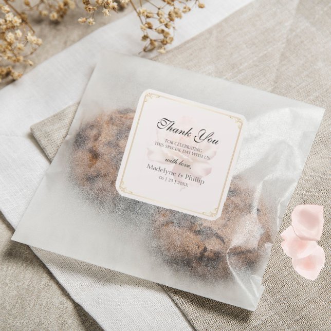 Adesivo Quadrado Rosa Rosa Rosa Maciça Obrigado Pau (Criador carregado)