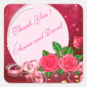 Adesivo Quadrado Rosa Rosa Rosa Rosa Moderna de Luxo Adicione Seu T