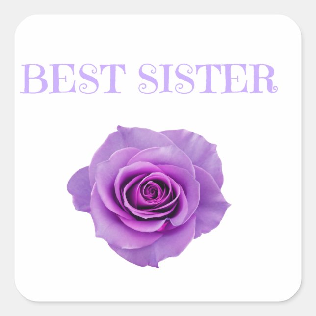 Adesivo Quadrado Rosa Roxo Melhor Irmã (Frente)