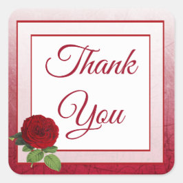 Adesivo Quadrado Rosa vermelha Obrigado Vinhetas De Casamento