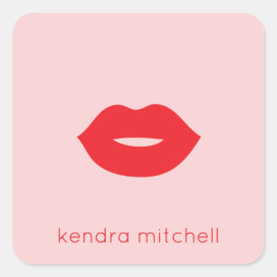 Adesivo Quadrado Rosa vermelho minimalista corajoso do maquilhador