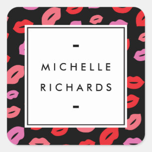 Adesivo Quadrado Rosa/vermelho/preto Glam da beleza do maquilhador