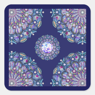 Adesivo Quadrado Rosace Azul