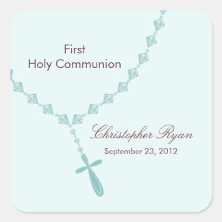 Adesivo Quadrado Rosary Miçanga First Sagrado CommunBoy Blue