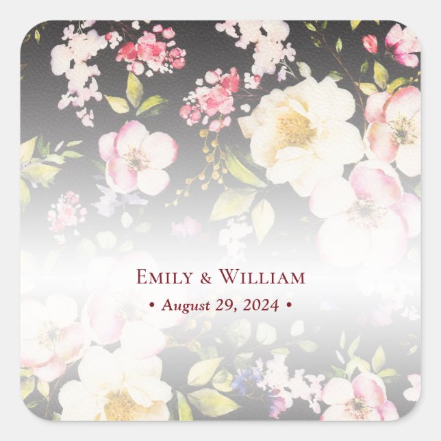 Adesivo Quadrado Rosas Amarelas Cor-de-Água Rosa,borradas,desfocada (Frente)