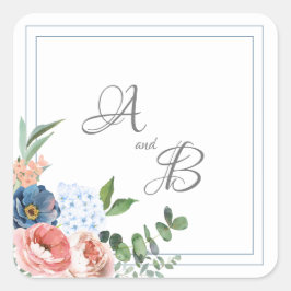 Adesivo Quadrado Rosas azuis e azuis