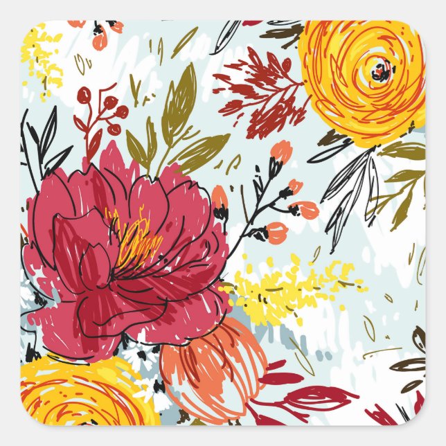 Adesivo Quadrado Rosas bonitas (Frente)