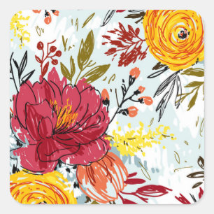 Adesivo Quadrado Rosas bonitas