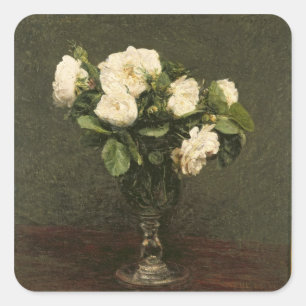 Adesivo Quadrado Rosas brancos, 1875 (óleo em canvas)