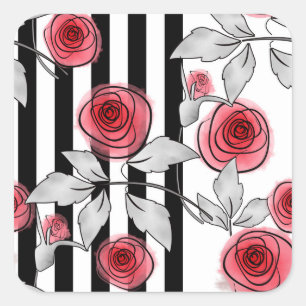 Adesivo Quadrado Rosas de Aquarela