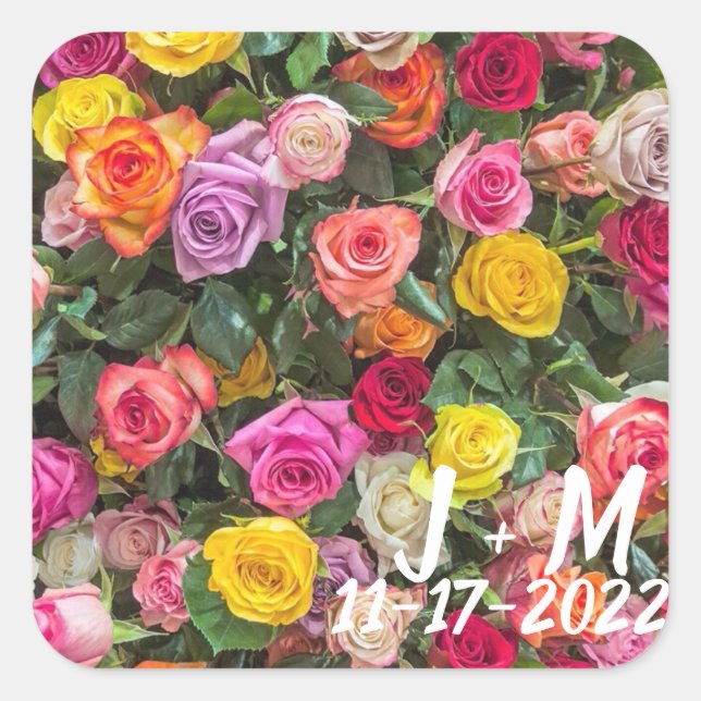 Adesivo Quadrado Rosas de casamento (Frente)
