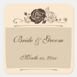 Adesivo Quadrado Rosas de Creme e Café Coordenando presentes