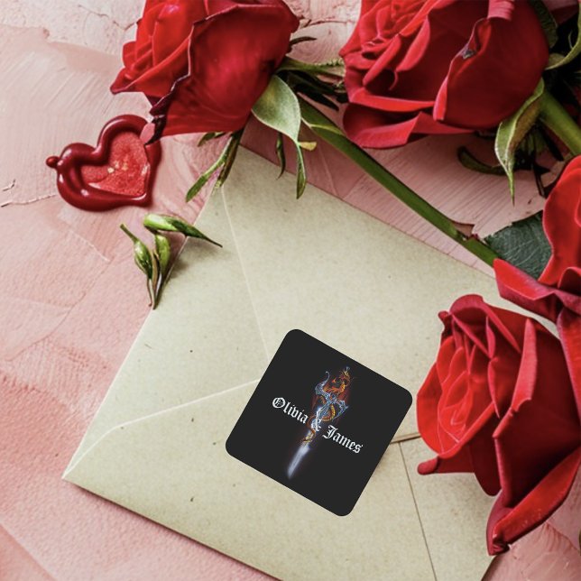 Adesivo Quadrado Rosas de espadas do Dragão Vermelho (Criador carregado)