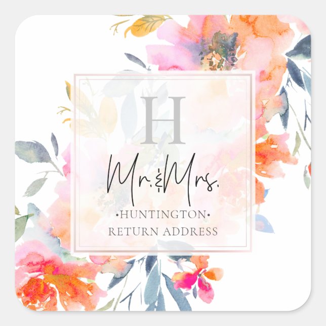 Adesivo Quadrado Rosas de Jardim de Verão PixDezines (Frente)