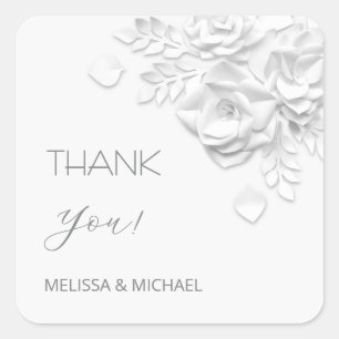 Adesivo Quadrado Rosas de papel 3D cortadas a laser para casamento