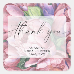 Adesivo Quadrado Rosas de pedras aquáticas - obrigado chá de panela