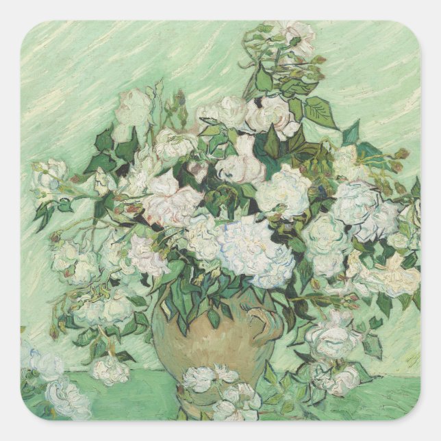 Adesivo Quadrado Rosas de Van Gogh (Frente)