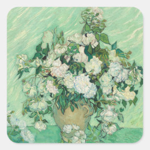 Adesivo Quadrado Rosas de Vincent Van Gogh
